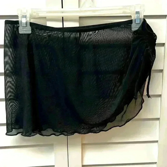 Black Mesh CoverUp Skirt with Drawstring - Size S - Picture 1 of 3
